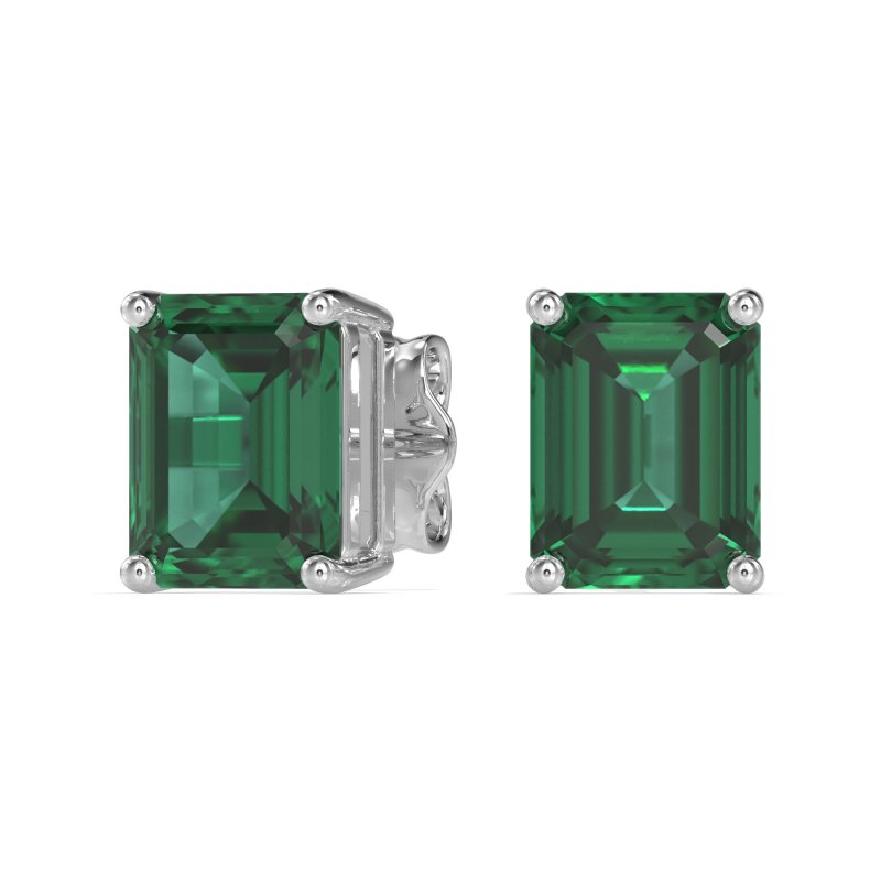 Classic Four Prong Emerald Cut Studs