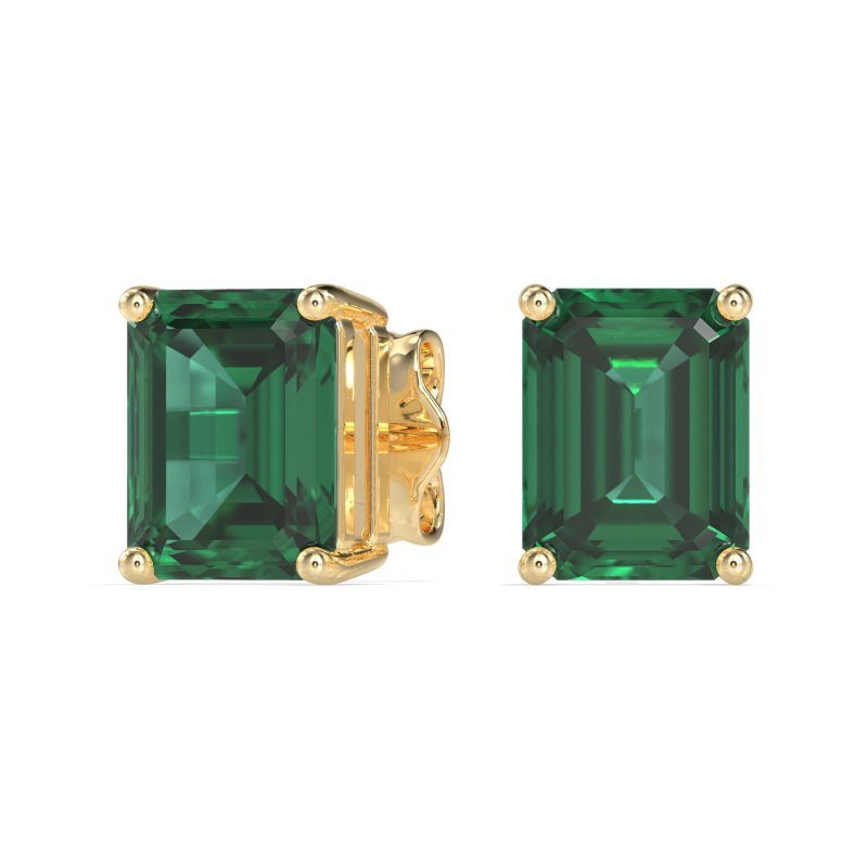 Classic Four Prong Emerald Cut Studs