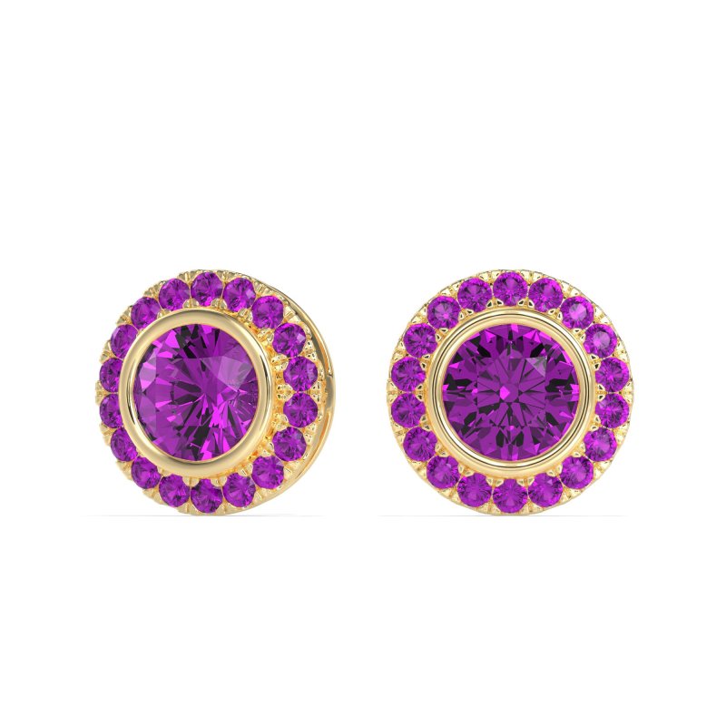 Round Bezel Halo Studs