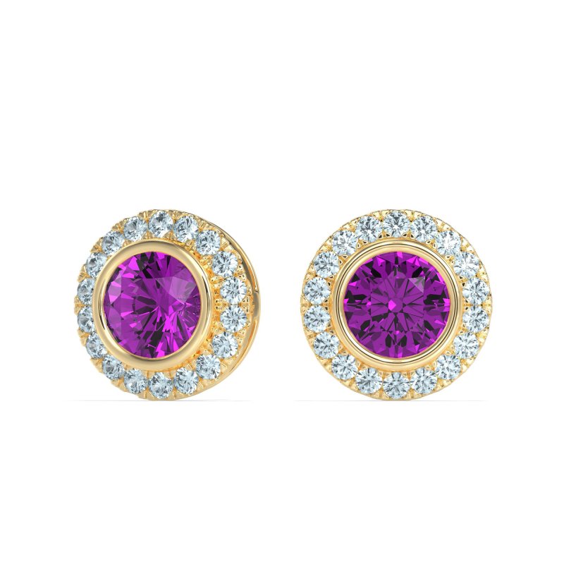 Round Bezel Halo Studs