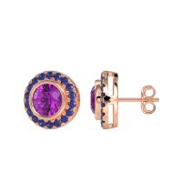 Round Bezel Halo Studs