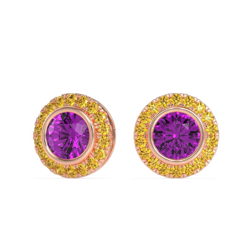 Round Bezel Halo Studs