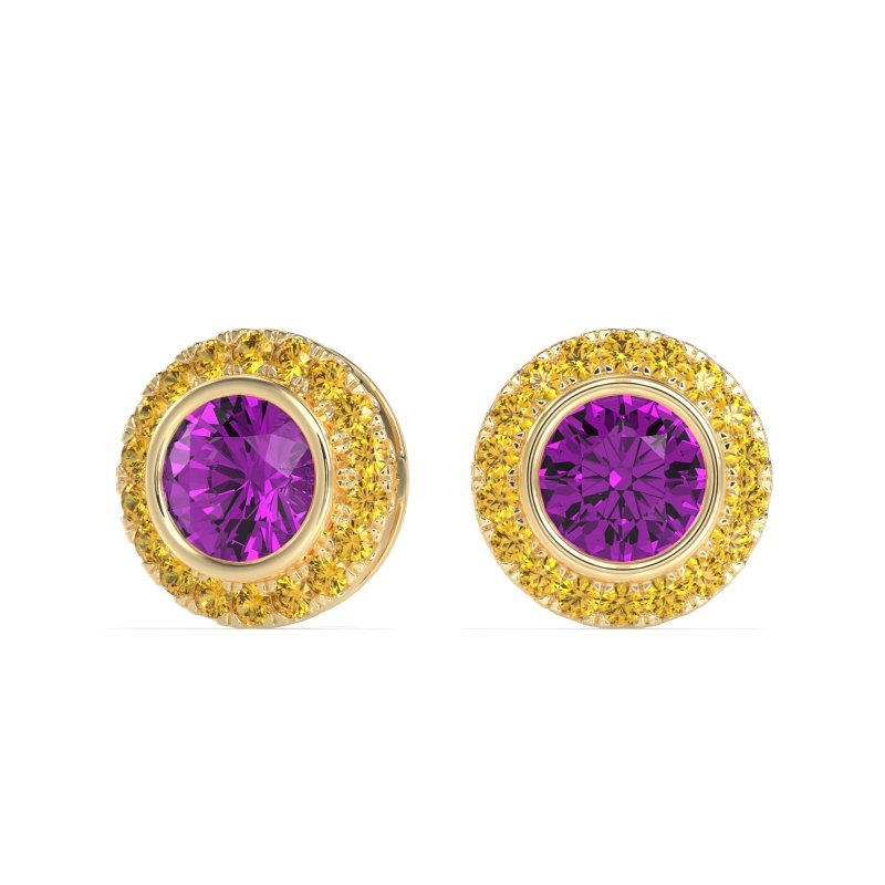 Round Bezel Halo Studs