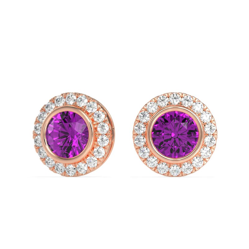 Round Bezel Halo Studs
