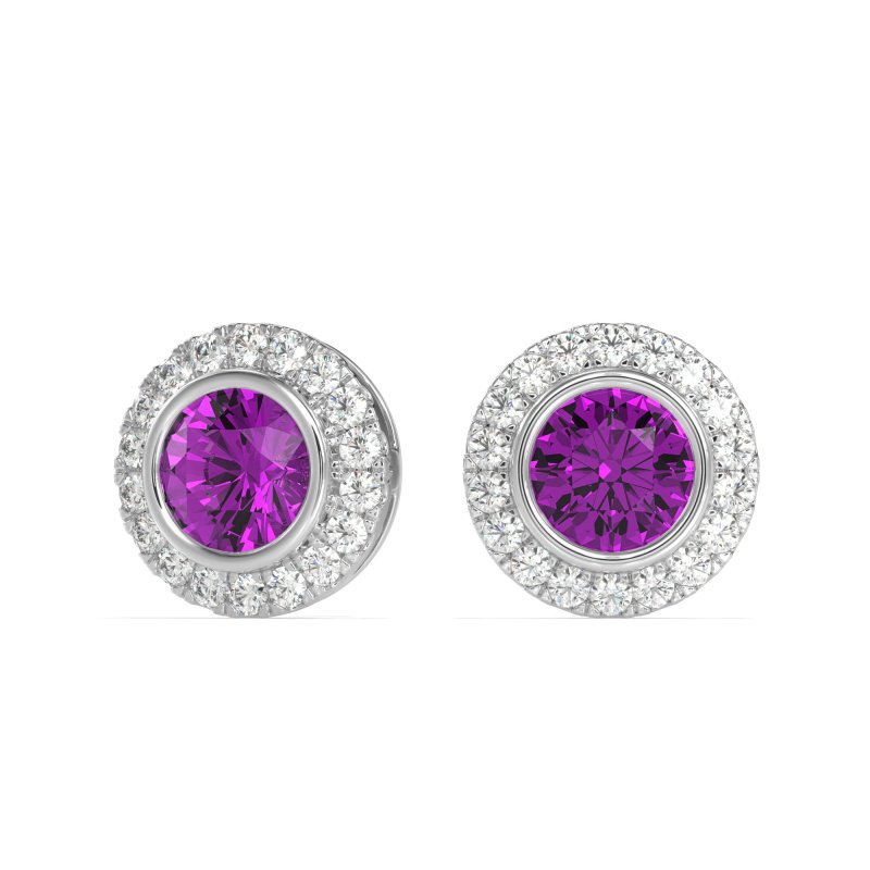 Round Bezel Halo Studs