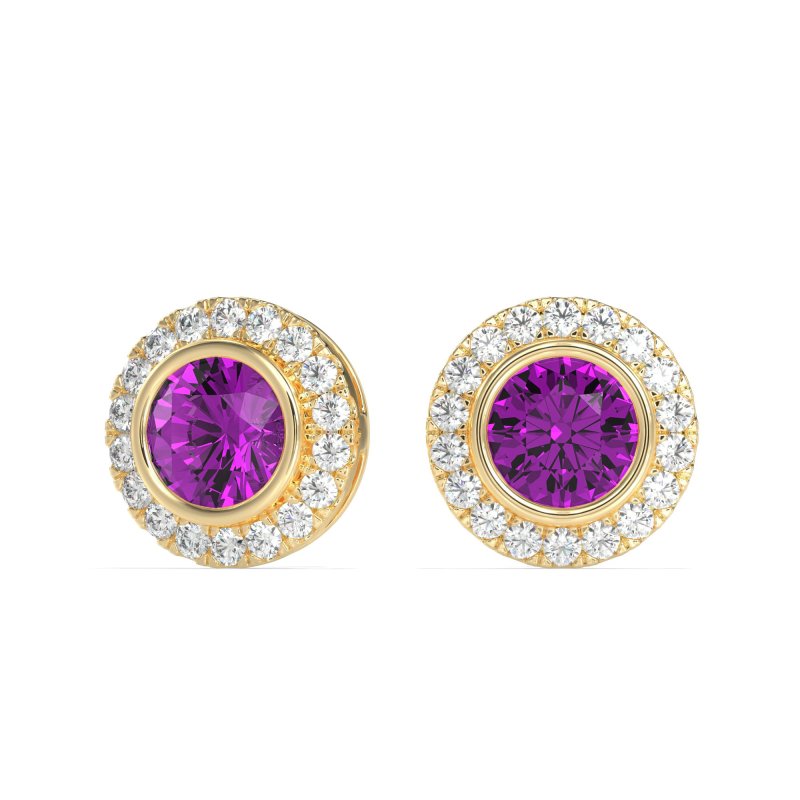 Round Bezel Halo Studs