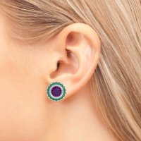 Round Bezel Halo Studs