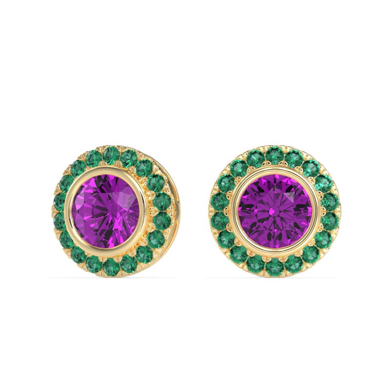 Round Bezel Halo Studs