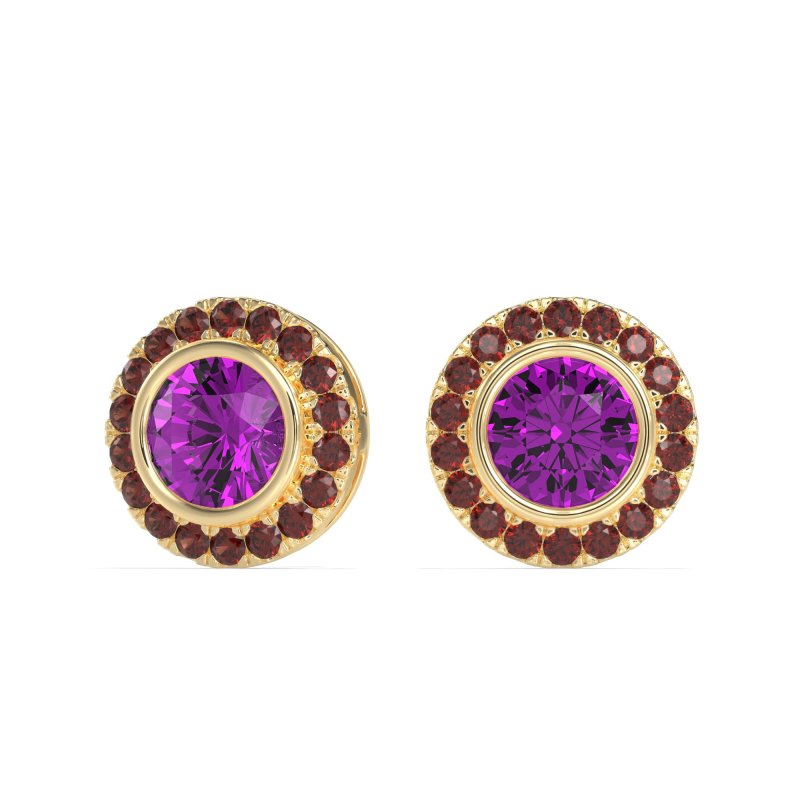 Round Bezel Halo Studs