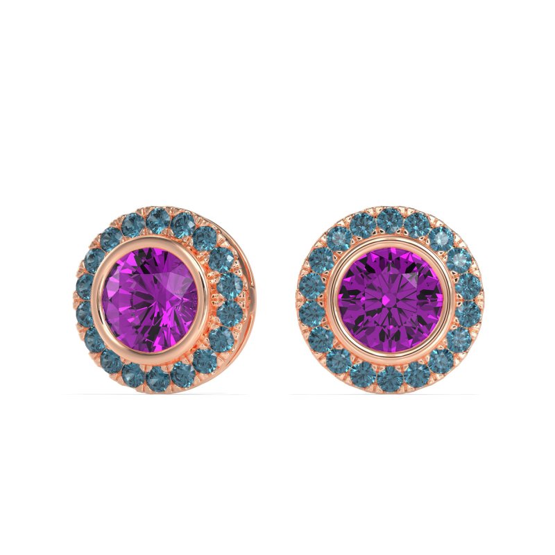 Round Bezel Halo Studs