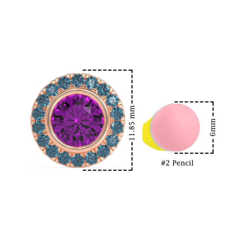 Round Bezel Halo Studs