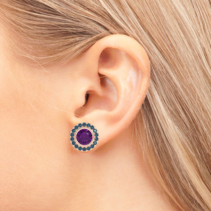 Round Bezel Halo Studs