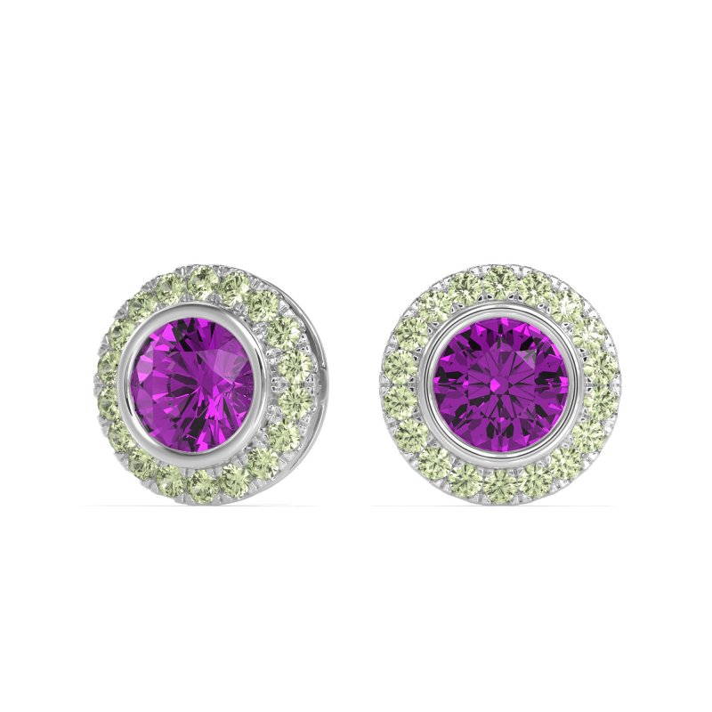 Round Bezel Halo Studs
