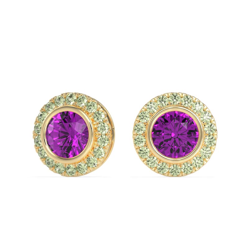 Round Bezel Halo Studs