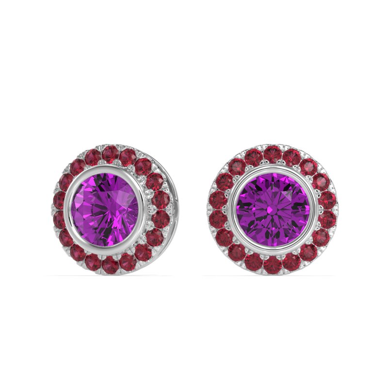 Round Bezel Halo Studs