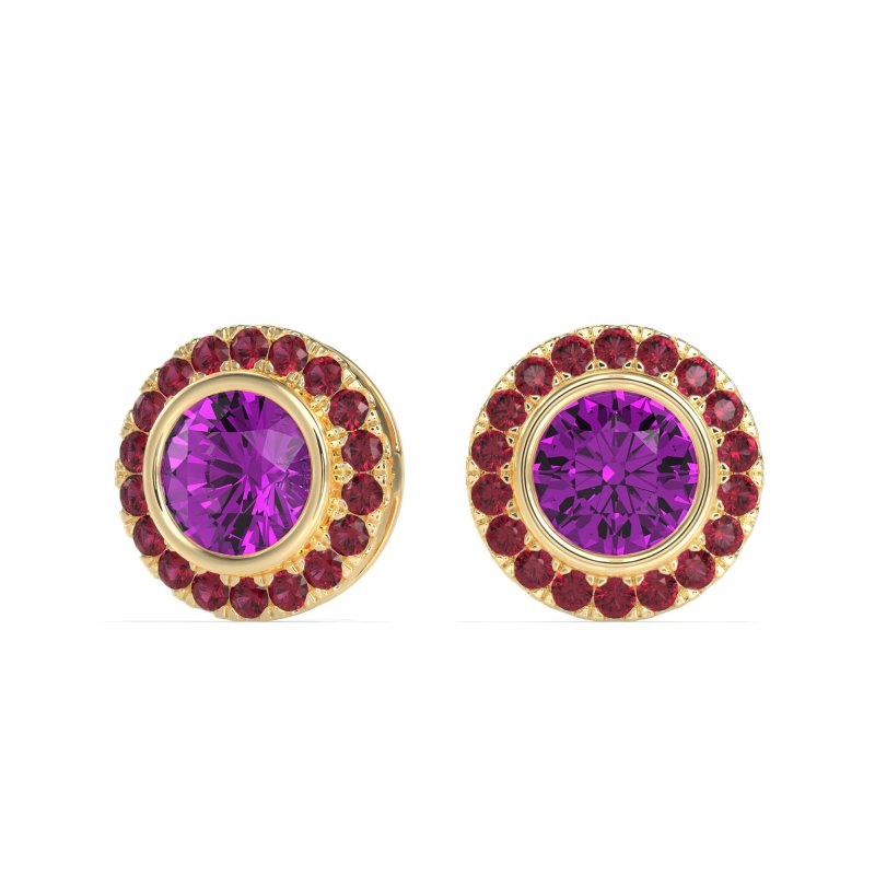 Round Bezel Halo Studs