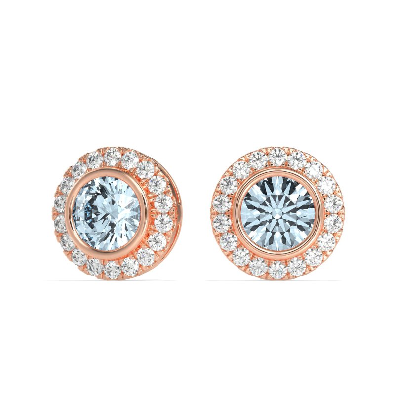 Round Bezel Halo Studs