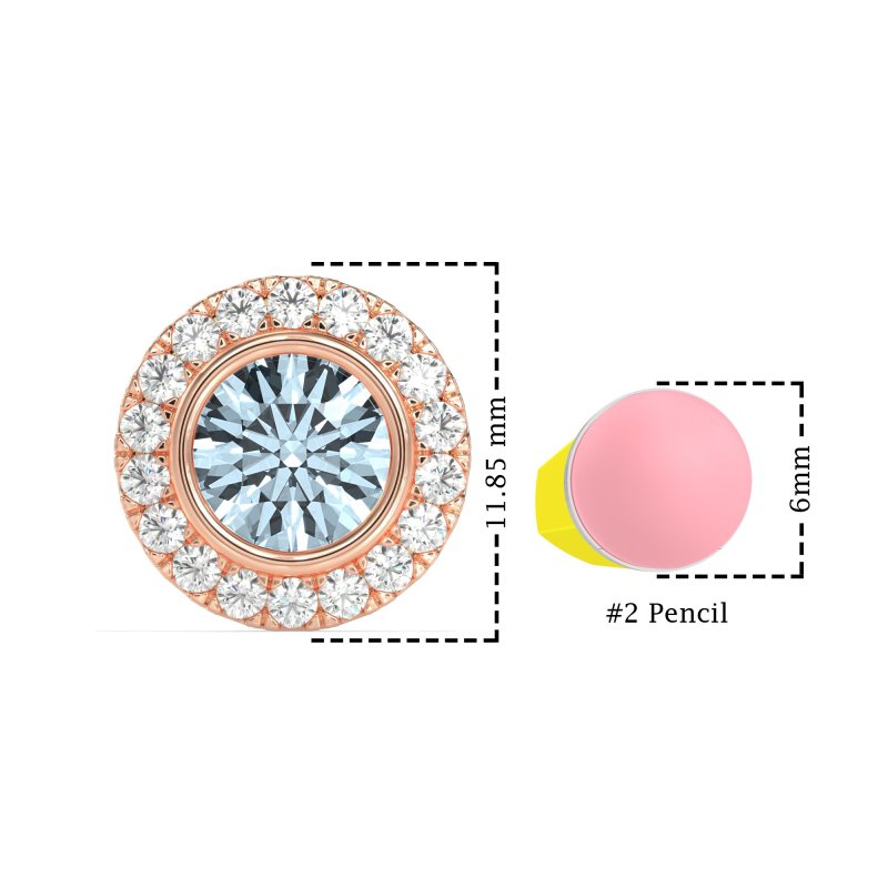 Round Bezel Halo Studs