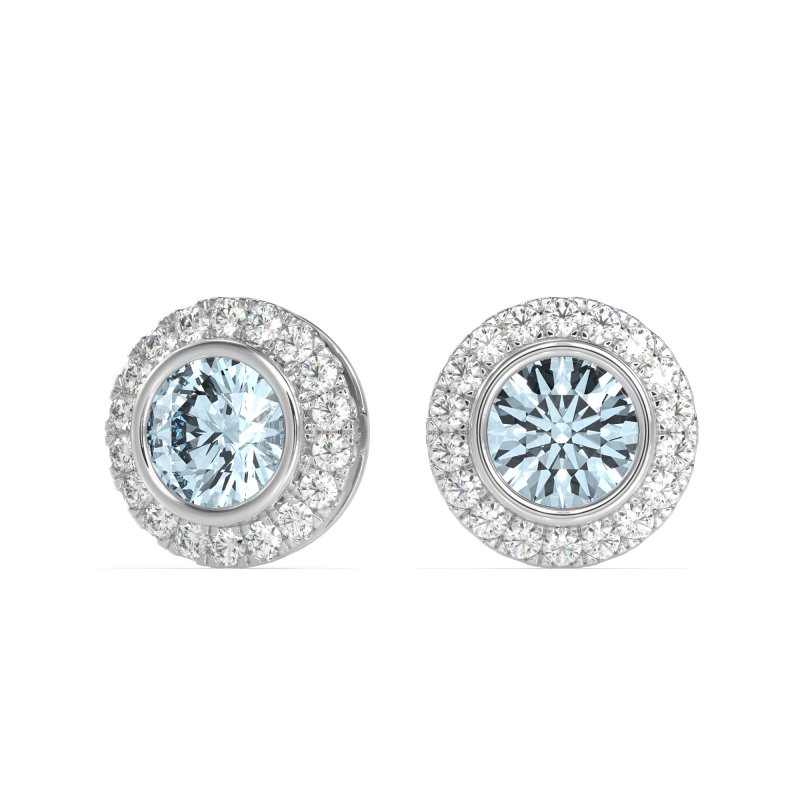 Round Bezel Halo Studs