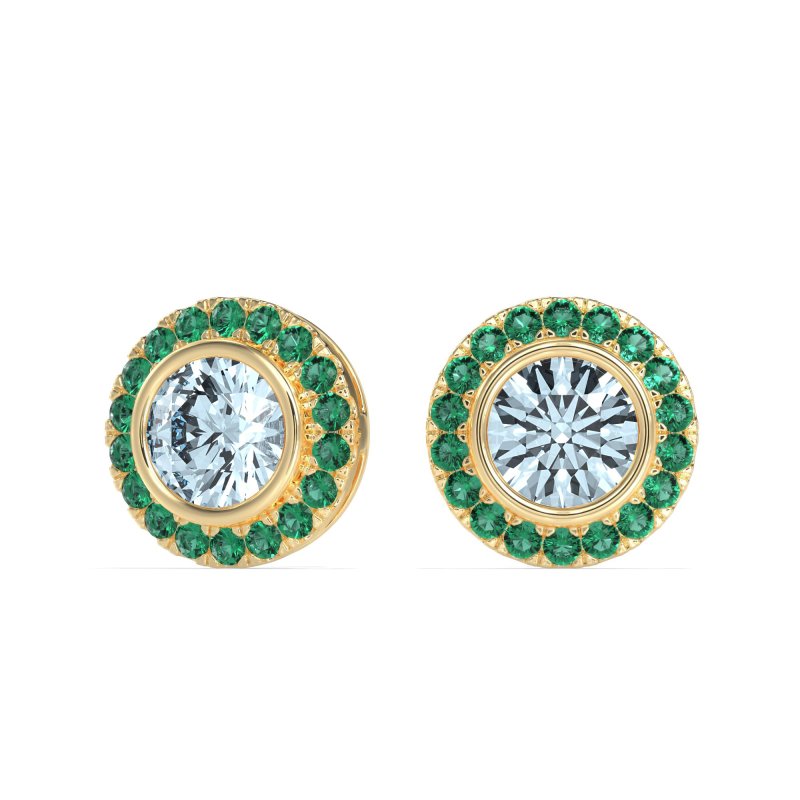 Round Bezel Halo Studs
