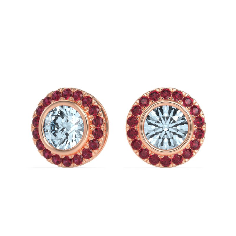 Round Bezel Halo Studs