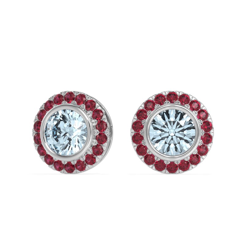 Round Bezel Halo Studs
