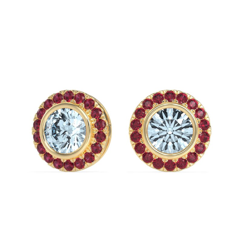 Round Bezel Halo Studs