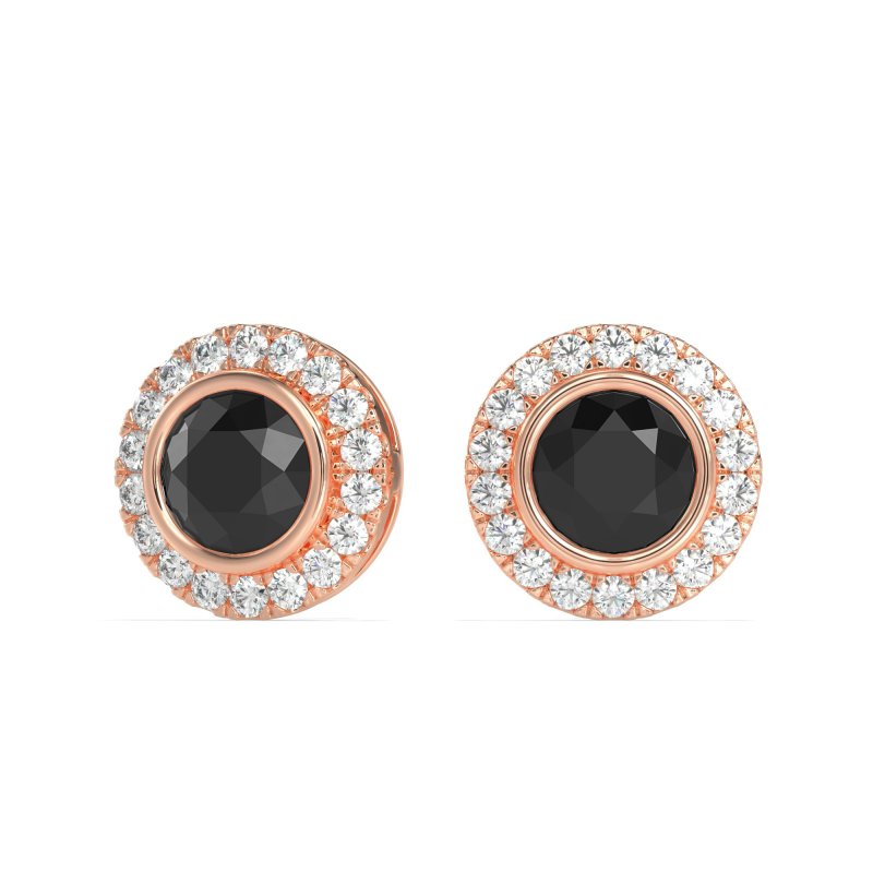 Round Bezel Halo Studs