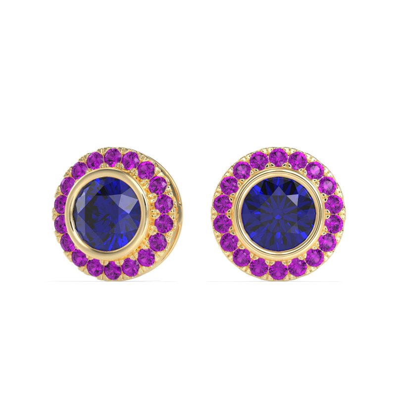 Round Bezel Halo Studs
