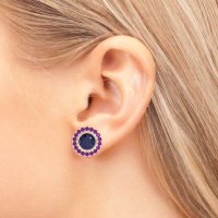 Round Bezel Halo Studs