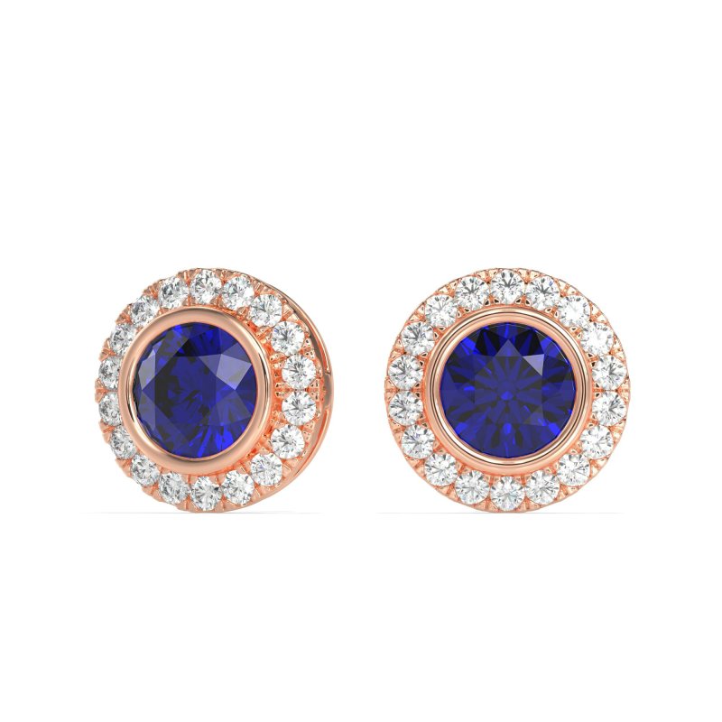 Round Bezel Halo Studs