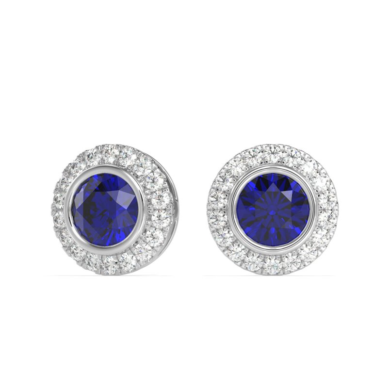 Round Bezel Halo Studs