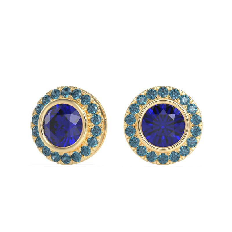 Round Bezel Halo Studs