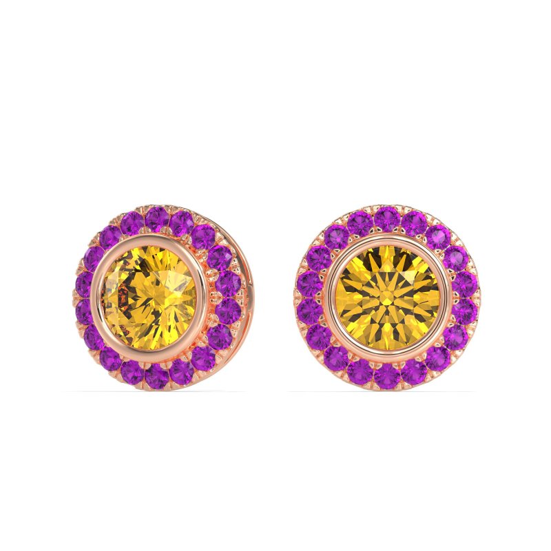 Round Bezel Halo Studs