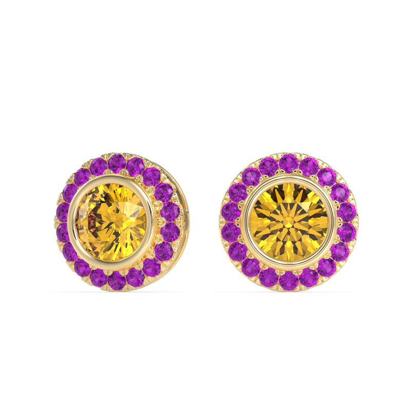 Round Bezel Halo Studs