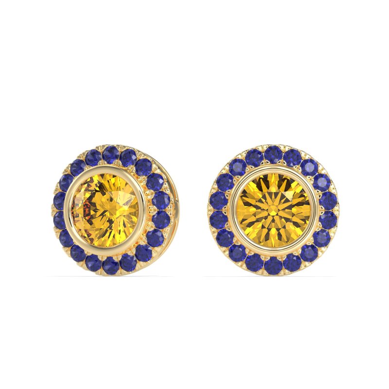 Round Bezel Halo Studs