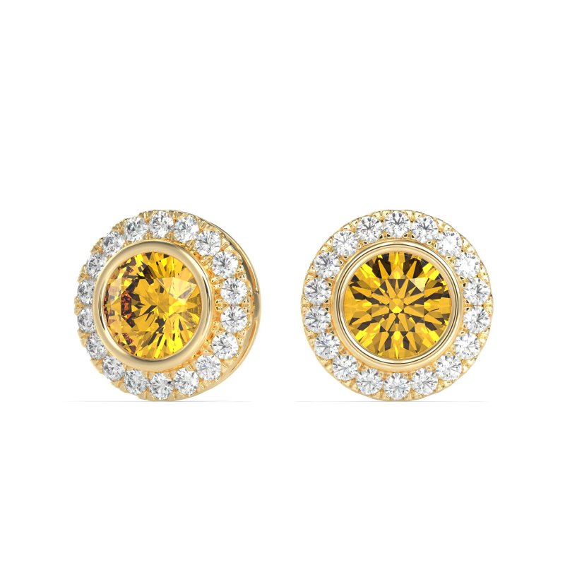 Round Bezel Halo Studs