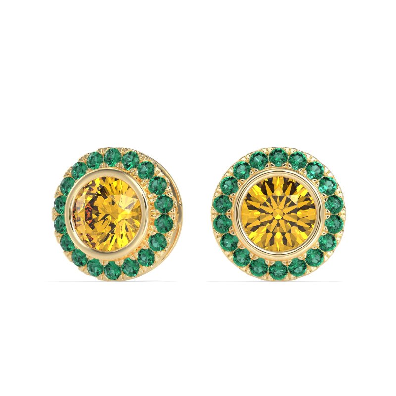 Round Bezel Halo Studs