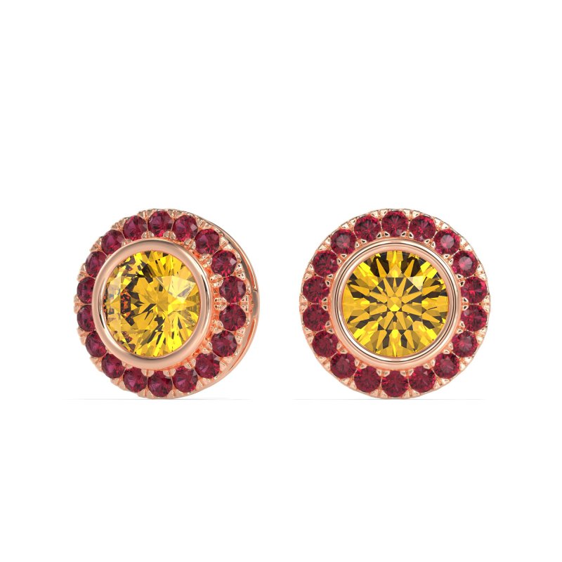 Round Bezel Halo Studs