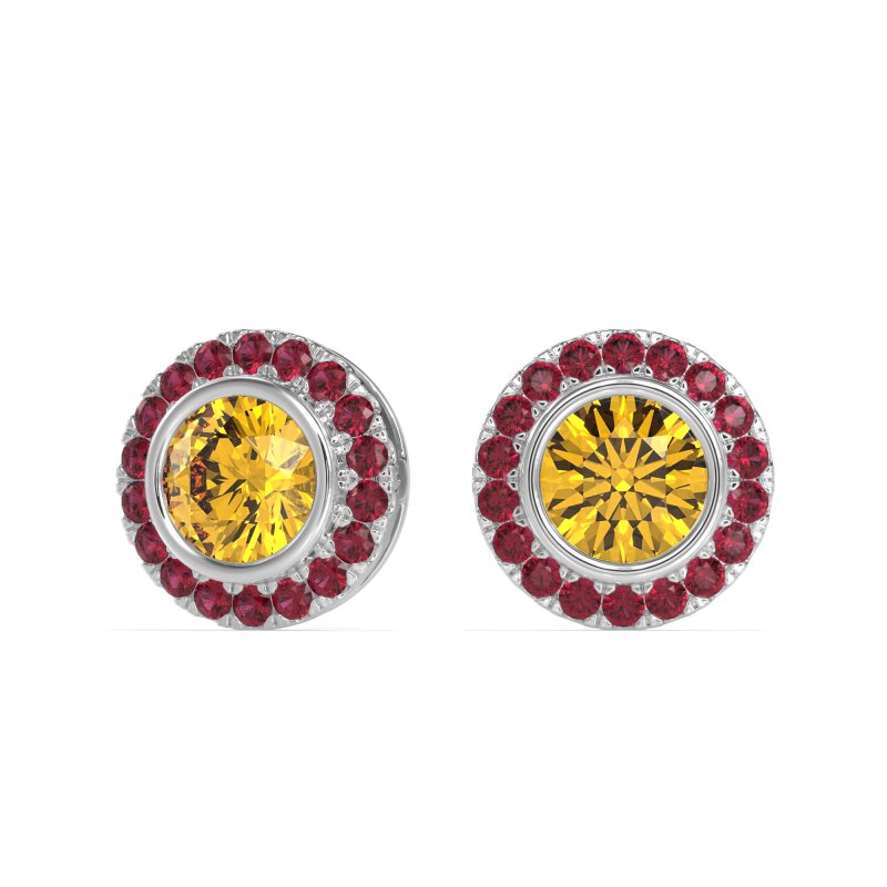 Round Bezel Halo Studs