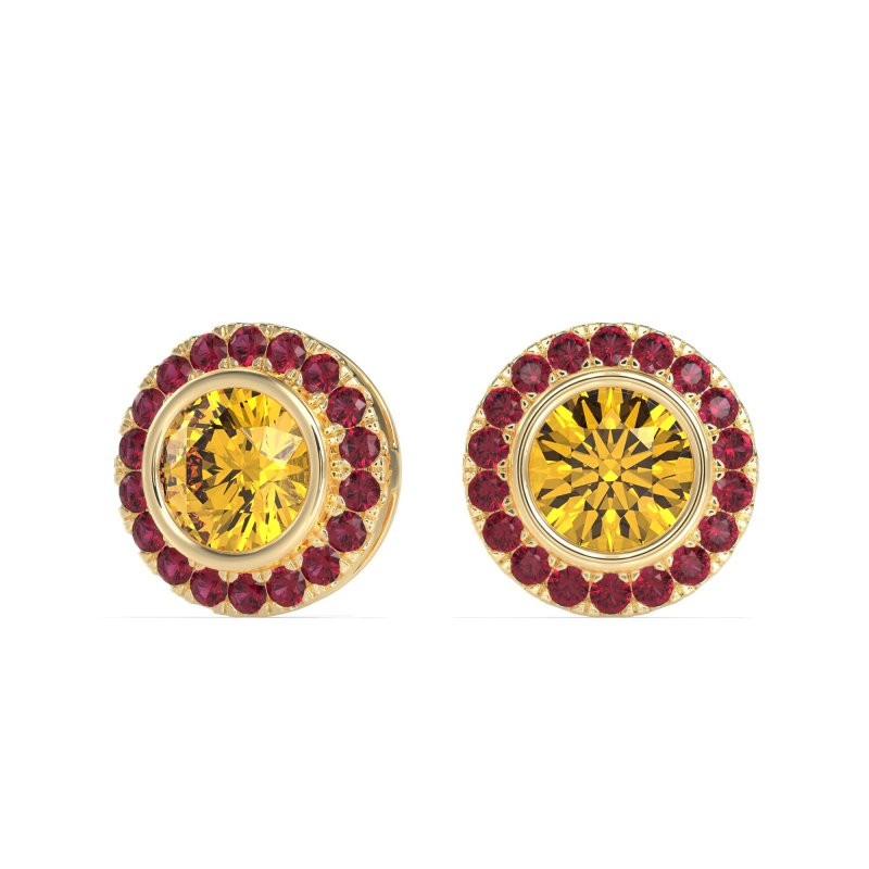 Round Bezel Halo Studs