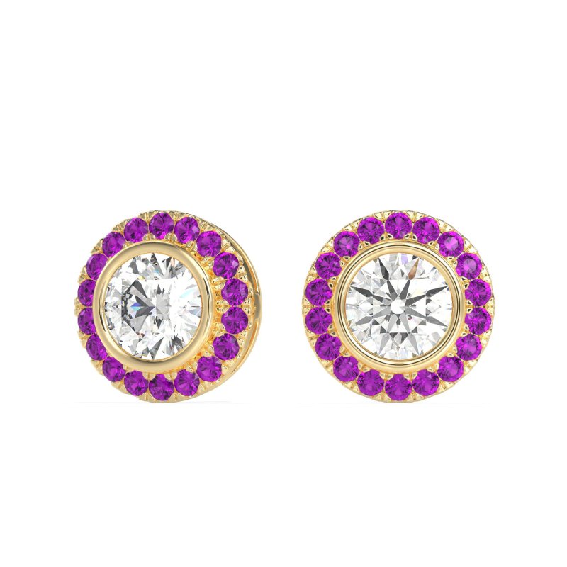 Round Bezel Halo Studs
