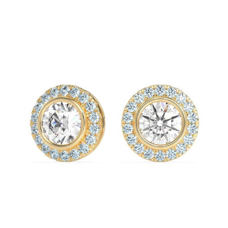 Round Bezel Halo Studs