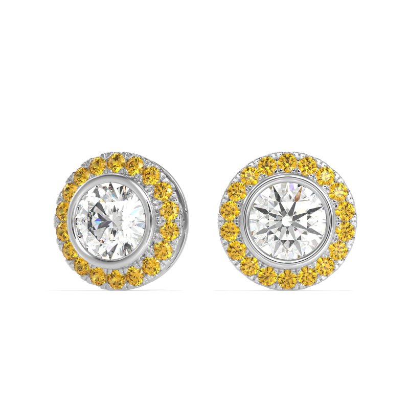 Round Bezel Halo Studs