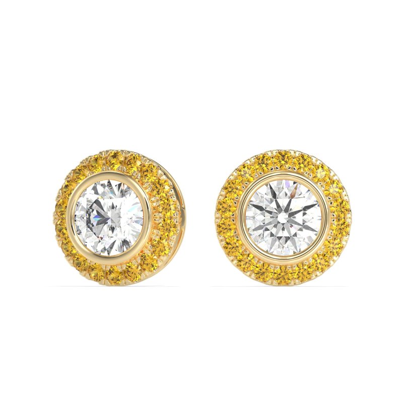 Round Bezel Halo Studs