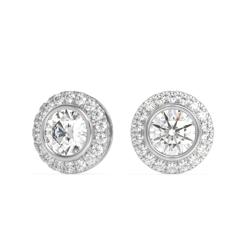 Round Bezel Halo Studs