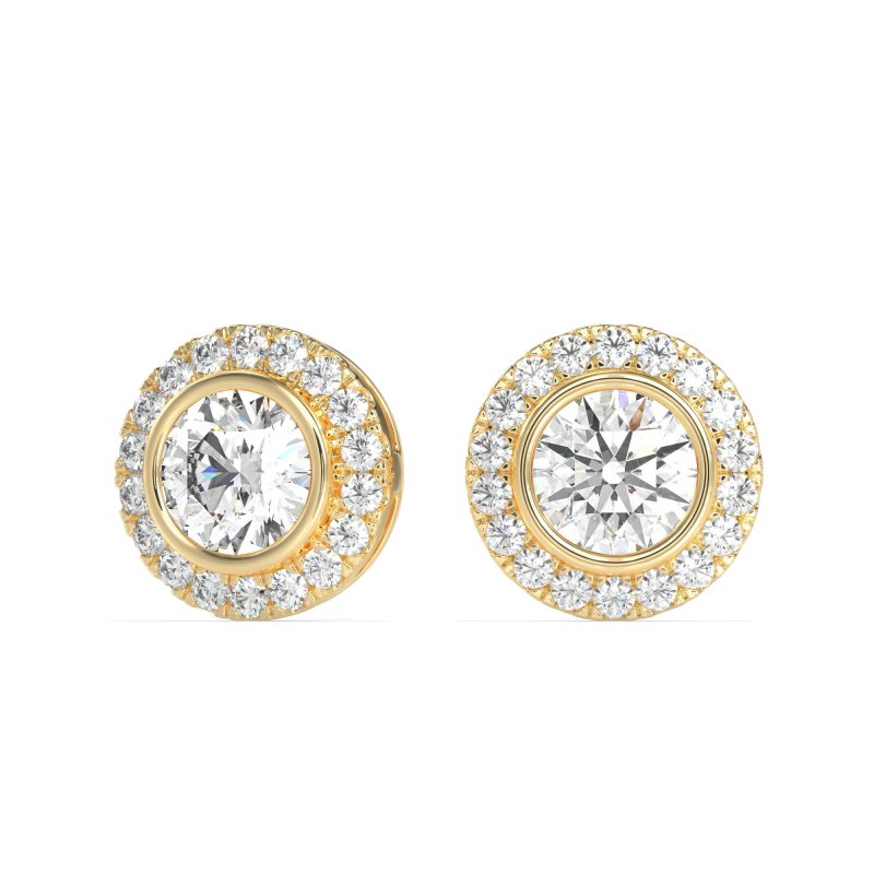 Round Bezel Halo Studs