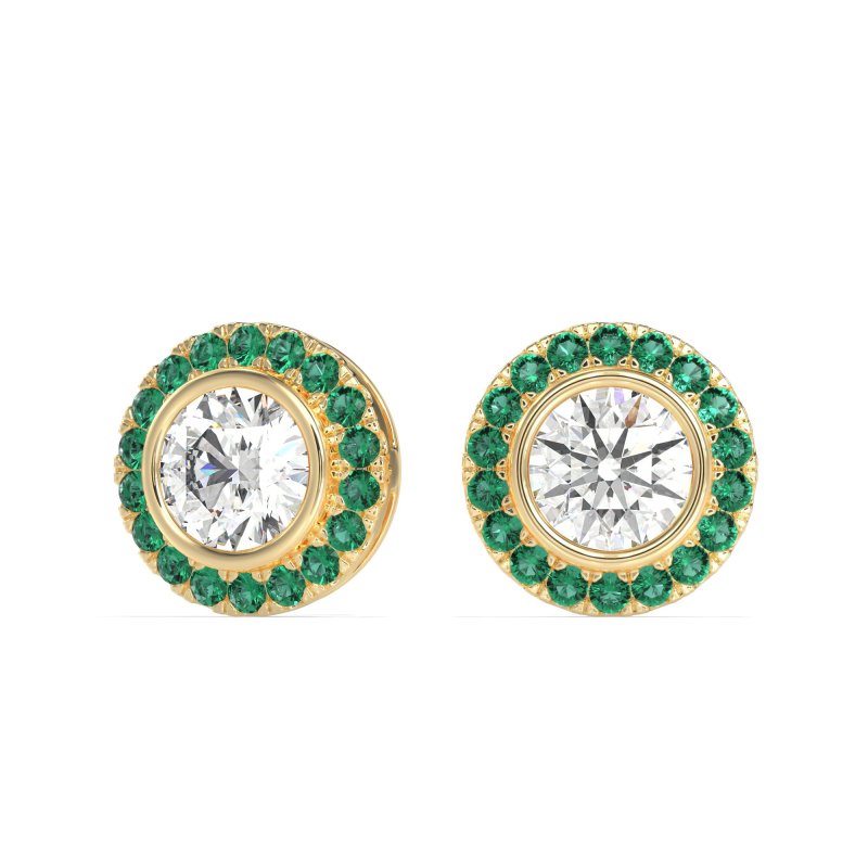 Round Bezel Halo Studs
