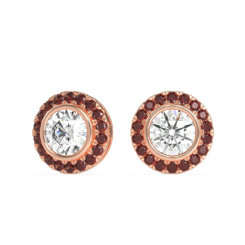 Round Bezel Halo Studs