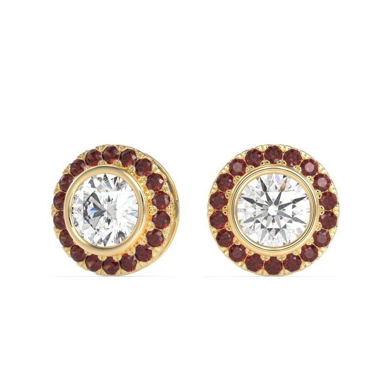 Round Bezel Halo Studs